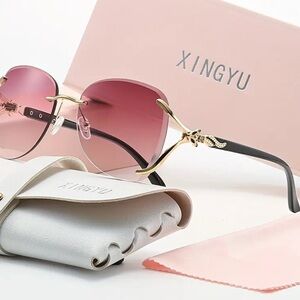 Pink Gradient Sunglasses with gold trim